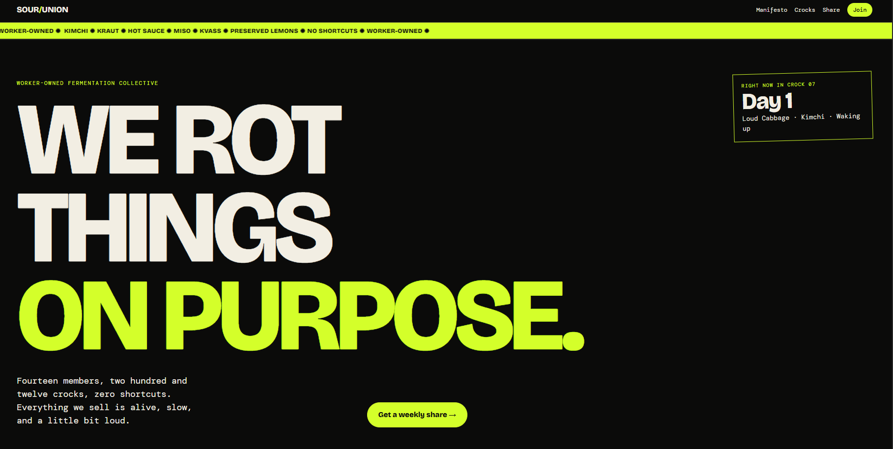 Sour Union — editorial landing page
